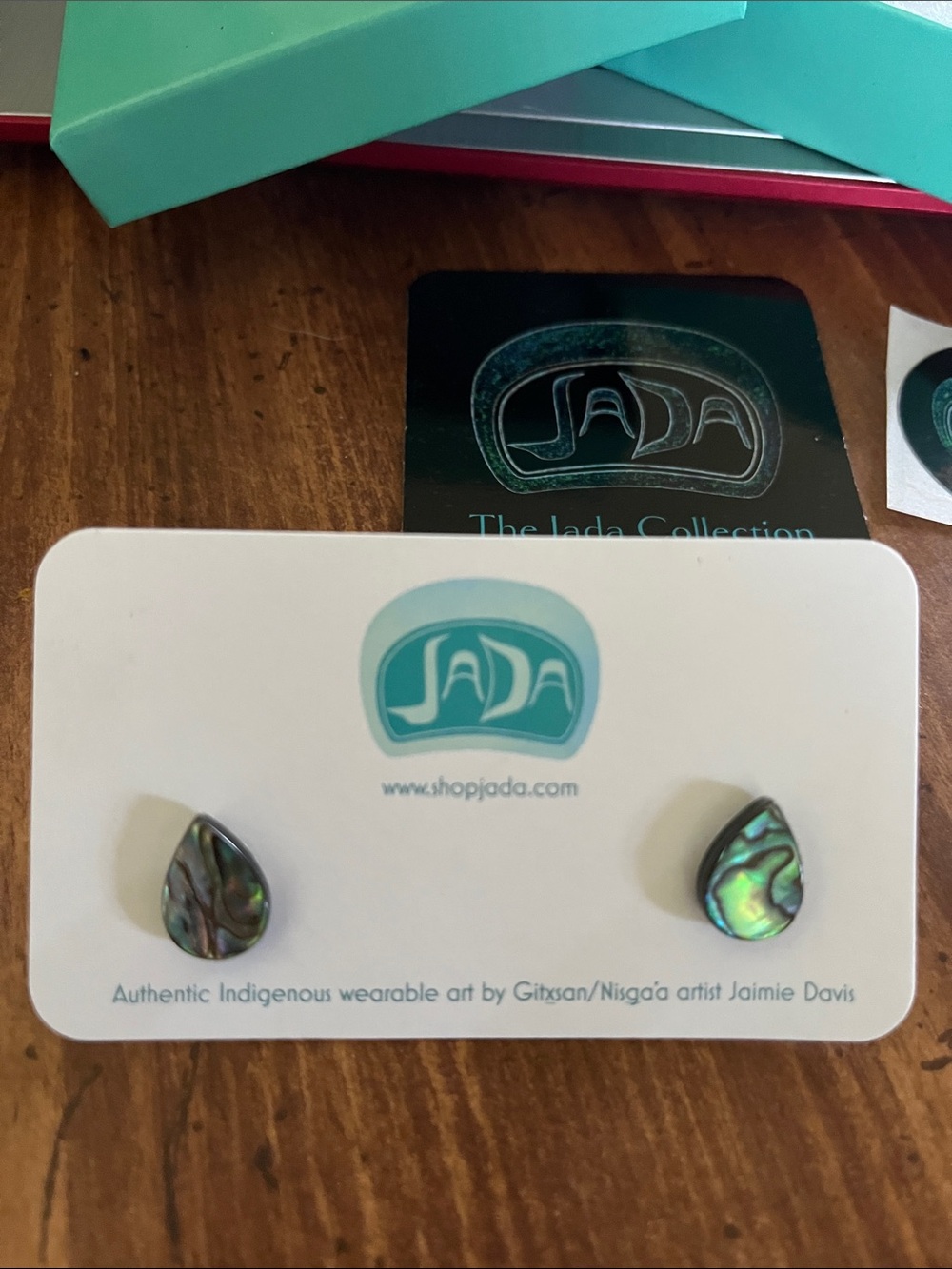 Jada Abalone Teardrop Stud Earrings - Iridescent Green
